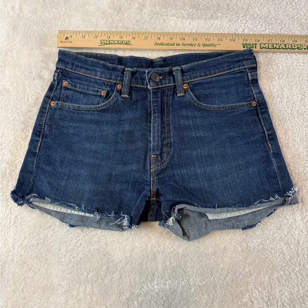 Levi's Shorts Womens W 32 Dark Wash Blue Denim Cut Offs 505 Distressed Vtg